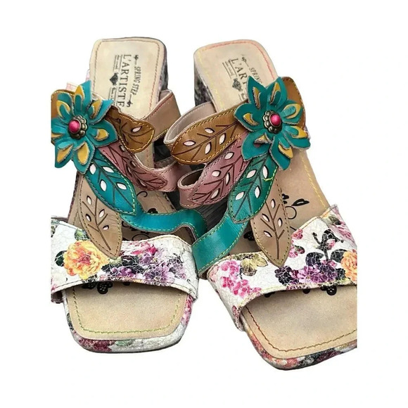 Spring Step L'Artiste Multicolor Floral Izetru Slide Sandal Shoes Size 8.5 - Picture 8 of 11